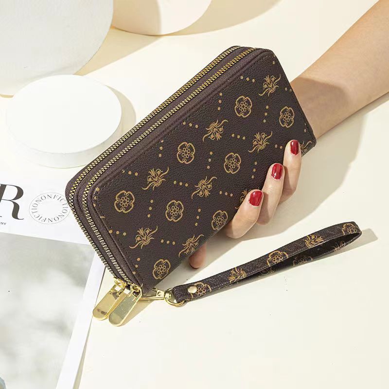 Women&#39;s wallet fashion Ladies mobile phone bag long printing new clutch bag star Double zipper hand strap bag Multiple color 697