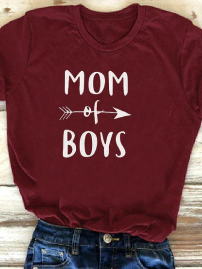 MOM OF BOYS Letter Print T Shirt Women Short Sleeve O Neck Loose Tshirt Ladies Summer Women Tee Shirt Tops Camisetas Mujer