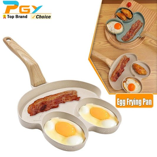 3-Cup Non Stick Egg Frying Pan Aluminum Pancake Egg Cooker Pan Cute Frog Shaped Fried Egg Pan Egg Skillet for Breakfast Cookware