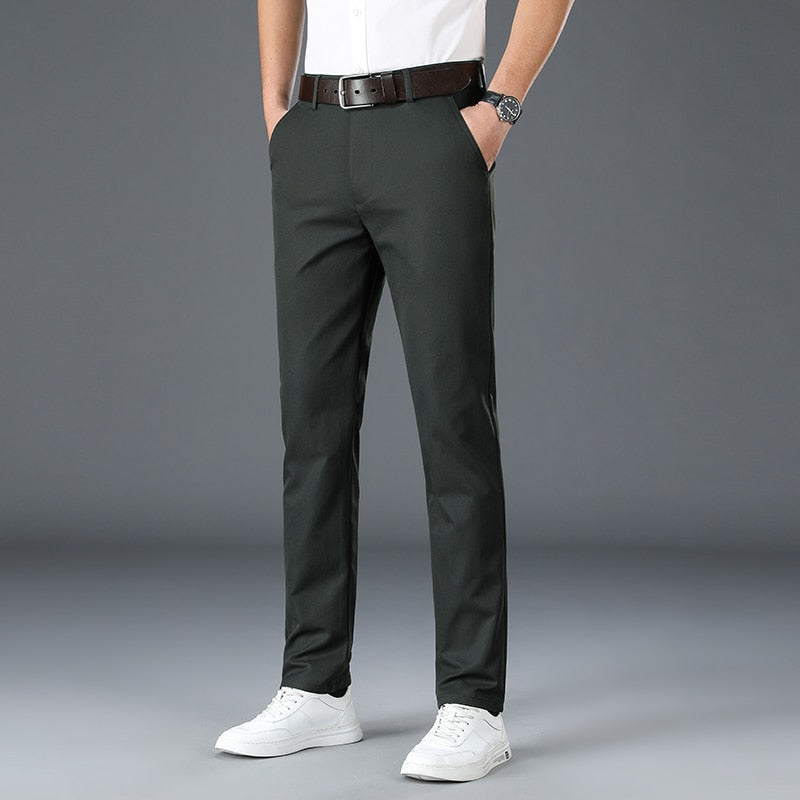 2022 Men&#39;s Spring Summer Fashion Business Casual Long Pants Suit Pants Male Elastic Straight Formal Trousers Plus Big Size 30-40