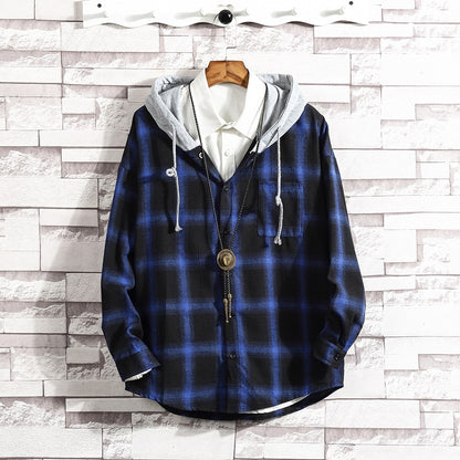 2022 Spring New Men&#39;s Hong Kong Style Single-breasted Shirt Loose Casual Student Wearing Long Sleeve Hoodie