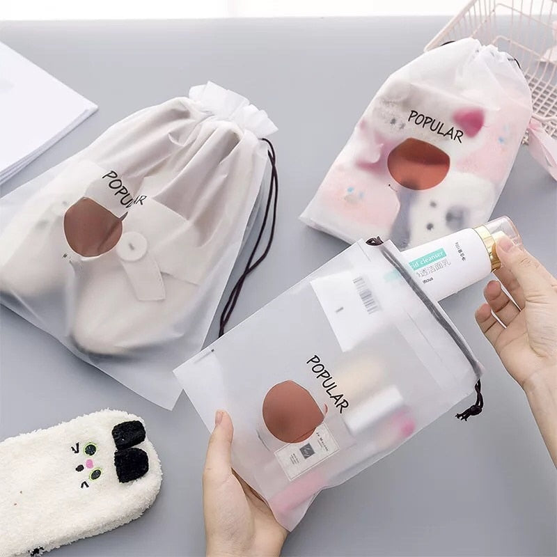 Cute Transparent Waterproof Travel Cosmetic Bag Women Makeup Case Bath Make Up Toiletry Wash Beauty Kit Storage Pouch
