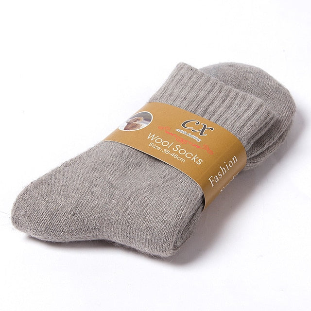 1 Pairs Winter Warm Women Socks Wool Male Men Socks Super Thicker Solid Socks Merino Wool Socks Against Cold Snow Terry Socks