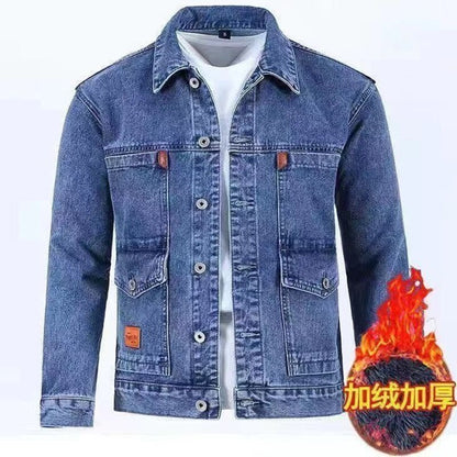 2022 Autumn and Winter New Men&#39;s Classic Fashion All-Match Denim Jacket Men&#39;s Fleece Thickening Warm High-Quality Jacket S-5XL