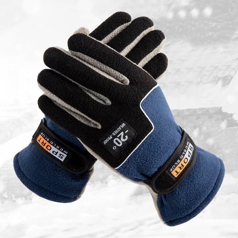 Fashion Men Winter Warm Fleece Thermal Motorcycle Thermal Warm Gloves Polar Fleece Mittens for Men Women Snow Sports Gloves