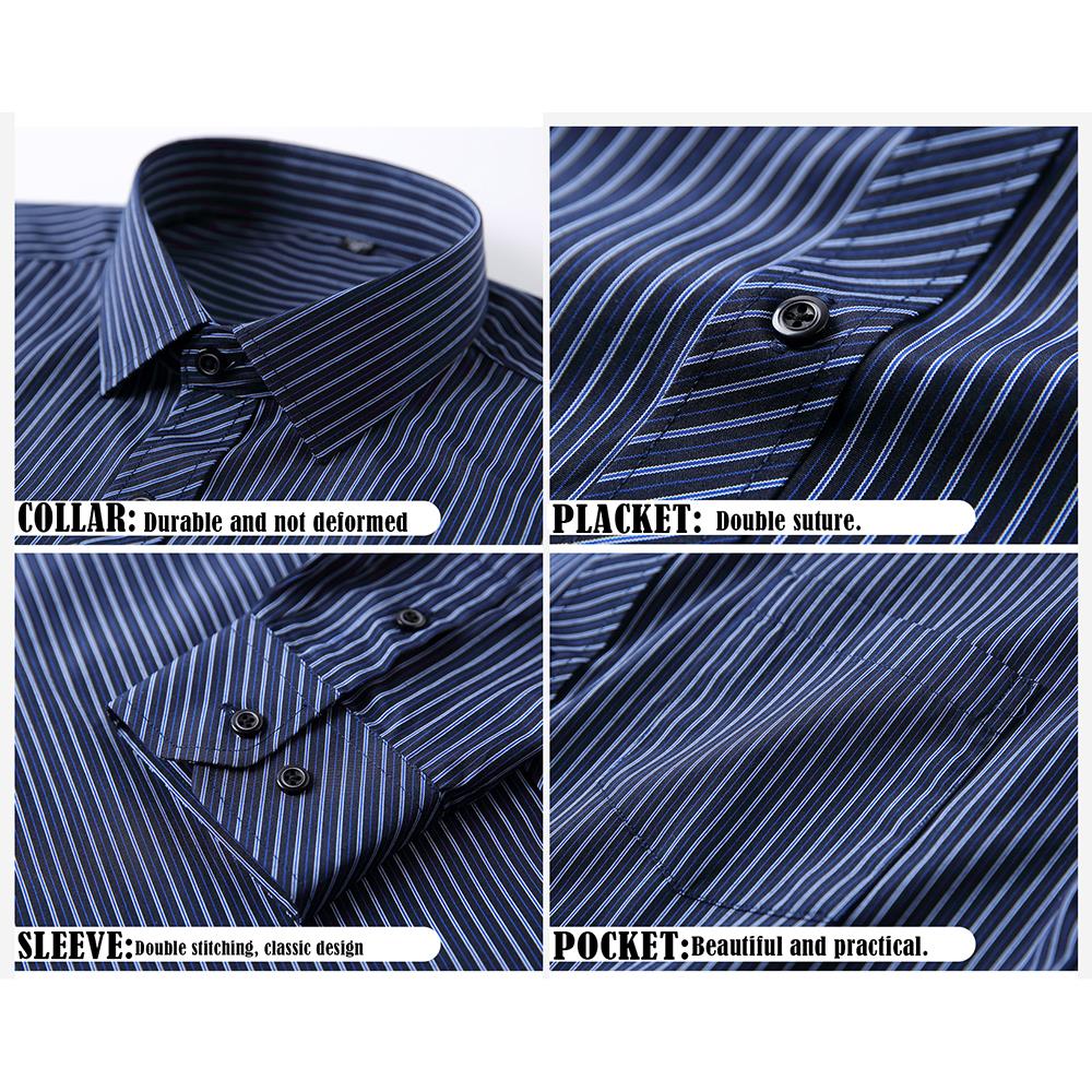Plus Size Mans Cotton Shirts Hight Quality Business Casual Shirt Slim Fit Long-Sleeve Striped Chemise Male Formal Office Dress
