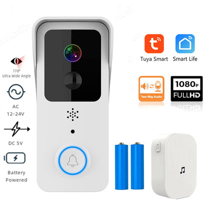 Tuya Smart Home Video Doorbell Camera Outdoor Wired Wireless Door Bell 1080P Waterproof House Security Protection Smart Life