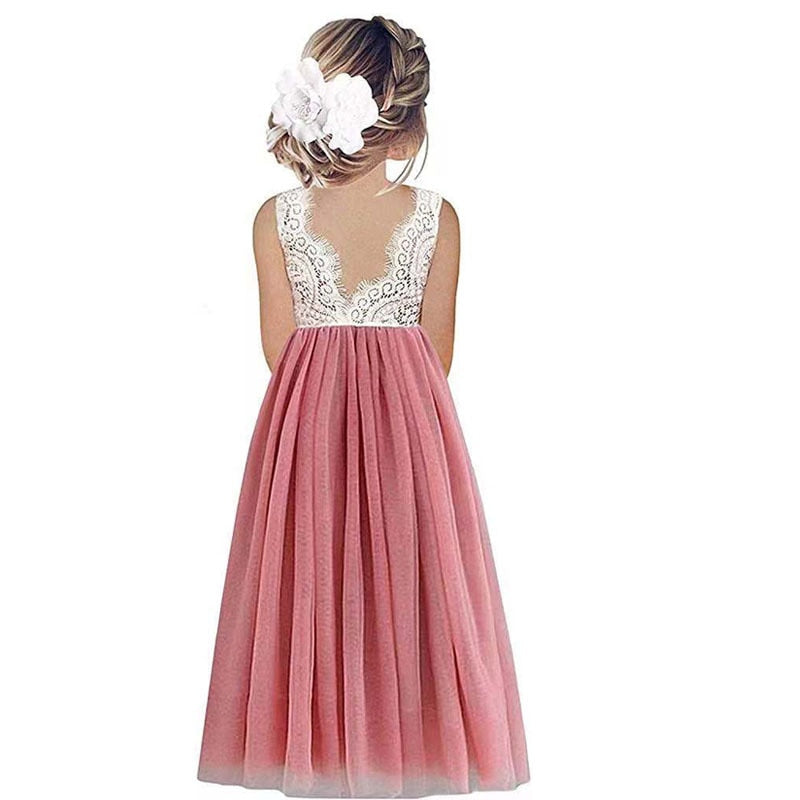 Flower Girl Dress Baby Kids Summer Princess Party Lace Wedding Birthday Dresses Children Clothing 2 4  6 8 10 12 14