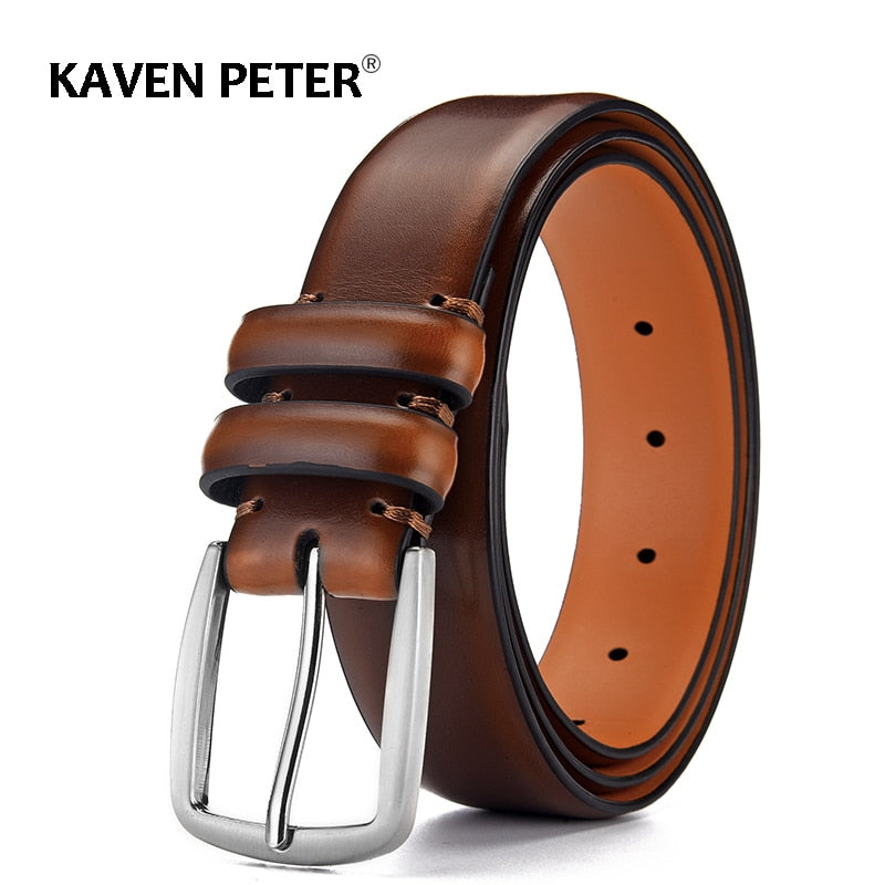 Belt Male Fashion Men&#39;s Luxury Designer Cowskin Belts For Jeans Genuine Leather Strap Pin Buckle Cummerbunds Ceinture Homme