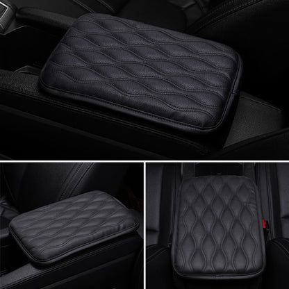 PU Leather Car Armrest Pad Cover Universal Center Console Wave Embroider Auto Seat Box Protection Cushion Hand Supports