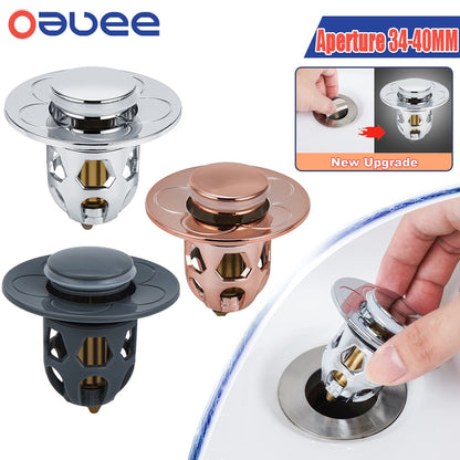 Drain Stopper Pop-Up Bounce Core Basin Drain Filter Valve Hair Catcher Shower Sink Strainer Bath Stopper Bathroom Drain Cover