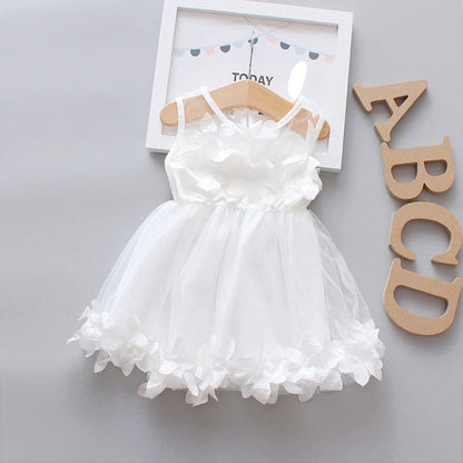 Flower Fairy Baby Girl Party Dresses Summer Sweet Kid&#39;s Clothing Birthday Princess Mesh Wedding Dress Children Clothes