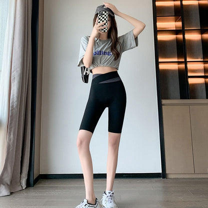 Seamless Biker Shorts Women Fitness Casual High Waist Fashion Summer Slim Knee-Length Bottoms Black Cycling Shorts Streetwear