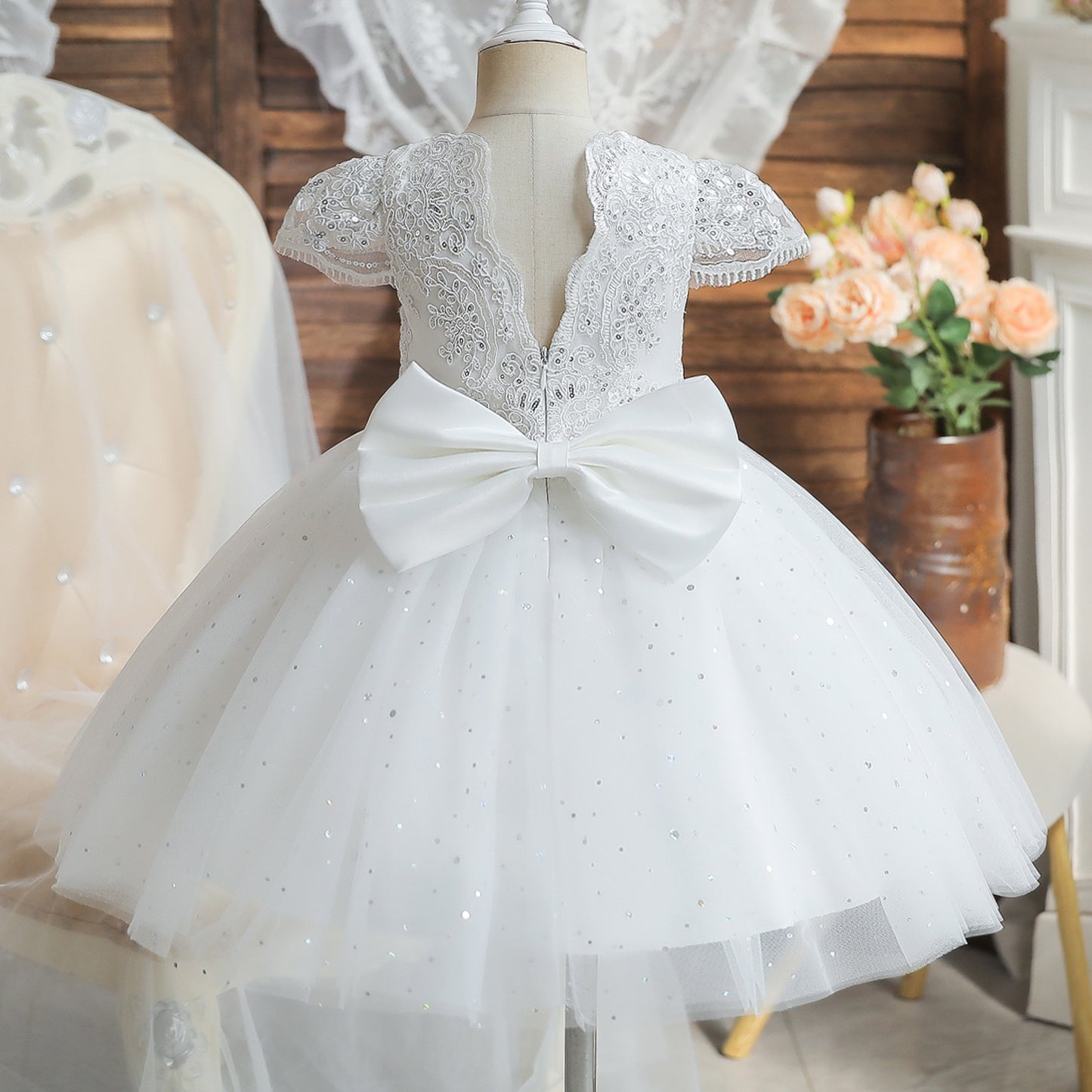 1-5 Yrs Toddler Girls Party Dresses Embroidery Lace Cute Baby 1st Birthday Baptism Vestido Ruffles Kids Wedding Evening Dresses