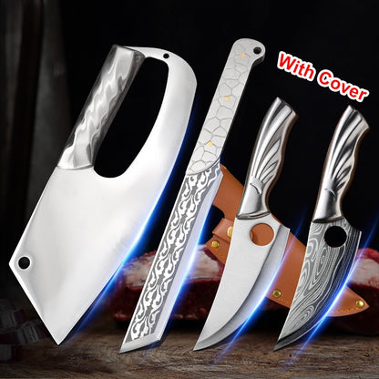 Stainless Steel Cleaver Chopping Kitchen Knife Chef Butcher Knives Meat Fruit Boning Fishing Hunting Camping Cooking Tools