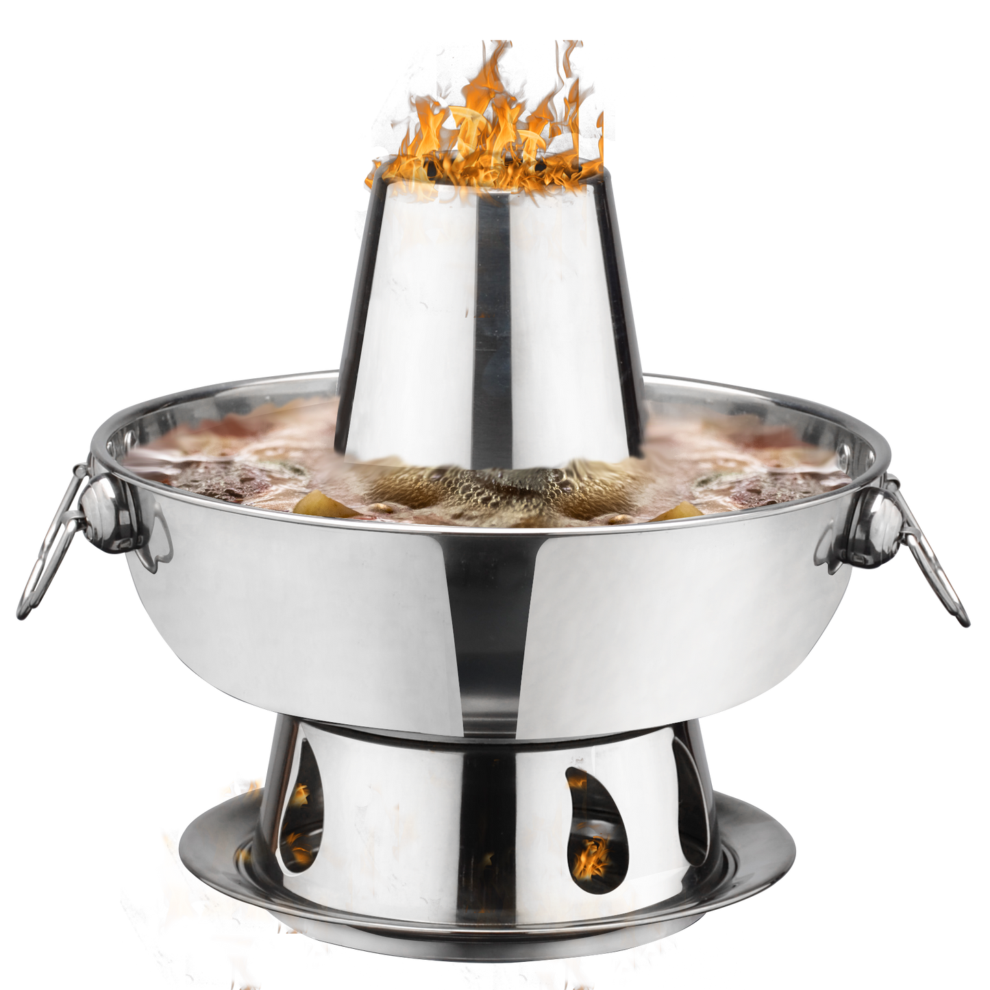 1.8 Liters High Quality  Stainless Steel Hot Pot, Chinese Fondue Lamb Chinese Charcoal Hotpot Outdoor Cooker Picnic Cooker