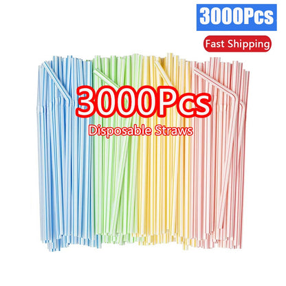 30/3000Pcs Black Colorful Drinking Straws Kunststof rietjes Milk Tea Bar Party Wedding Kitchen pajitas Beverage Straw Wholesale