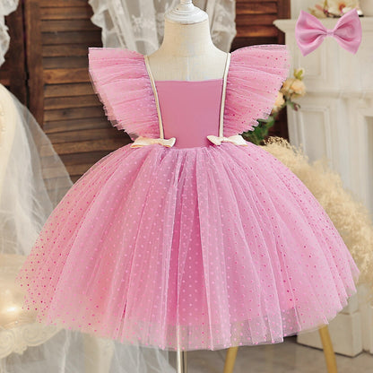 12M Baby White Baptism Dress Girl Ruffle Sleeve Birthday Princess Tutu Gown Flower Girl Wedding Party Dress 1st Communion Cloth