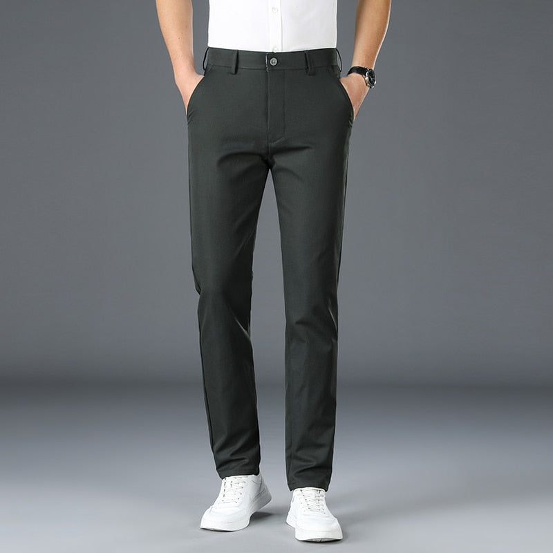 2022 Men&#39;s Spring Summer Fashion Business Casual Long Pants Suit Pants Male Elastic Straight Formal Trousers Plus Big Size 30-40