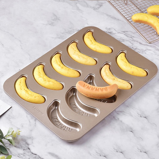 10 Hole Baking Pan Carbon Cake Baking Mold Baking Tray Non-Stick Muffin DIY Banana Cake Pan Moulds Baking Pans Bakeware Tools