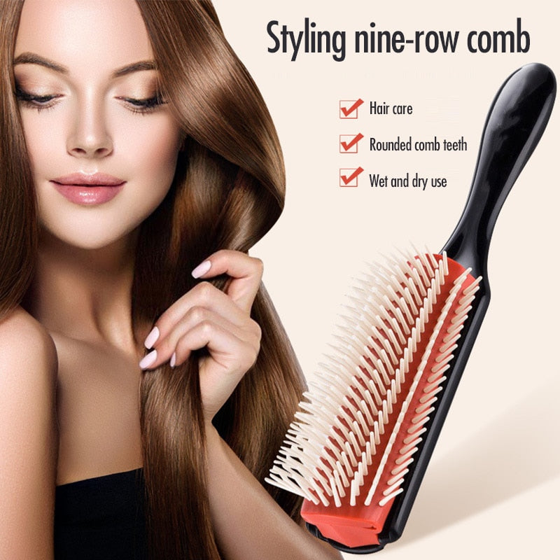 Hair Brush Rat 9 Massage  Women Men  Straight Curl  Dry And Wet Professional Hairdressing Equipment Barber Tools For Salon