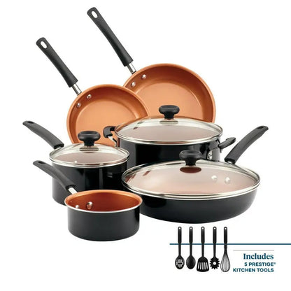 Easy Clean Black 8-Piece Pro Ceramic Nonstick Elegant Cookware Set Perfect for Any Kitchen Style and Cooking Task