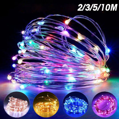 2/3/5/10 Meter LED String Lights USB Sliver Wire Starry Fairy Light for Xmas Garland Party Birthday Wedding Christmas Tree Decor