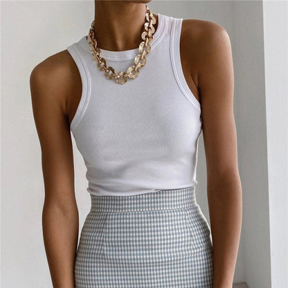 Summer Sexy Backless Tank Top Women Sleeveless Vest Quality Y2k Knitted Camis Tank Tops Women Casual Solid Color Basic Camisole