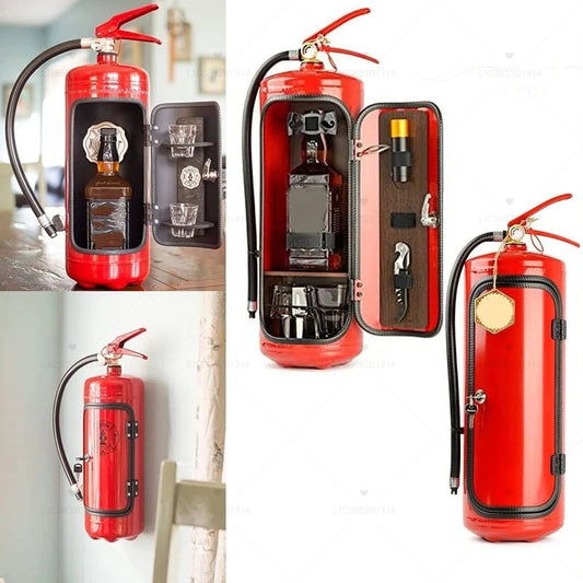 Fire Extinguisher Shape Wine Box Ornaments Mini Bar Wine Cabinet Crafts Decoration Champagne Liquor Storage Box Fireman&#39;s Gifts