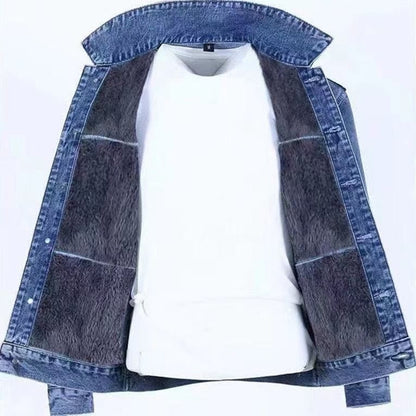 2022 Autumn and Winter New Men&#39;s Classic Fashion All-Match Denim Jacket Men&#39;s Fleece Thickening Warm High-Quality Jacket S-5XL
