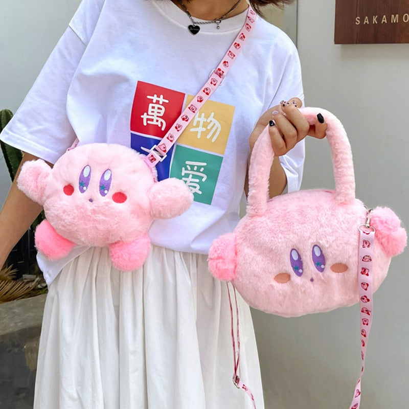 Cartoon Kirby Star Game plush messenger bag Kirby Plush Toy Girl hand crossbody Women Mobile Phone Bag Coin Purse Kids Xmas Gift