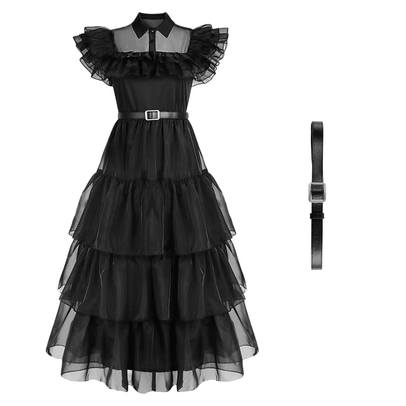 Movie Wednesday Cosplay Dresses Wednesday Addams Cosplay Costume Gothic Wind Adult Kids Children Dress Halloween Party Costumes