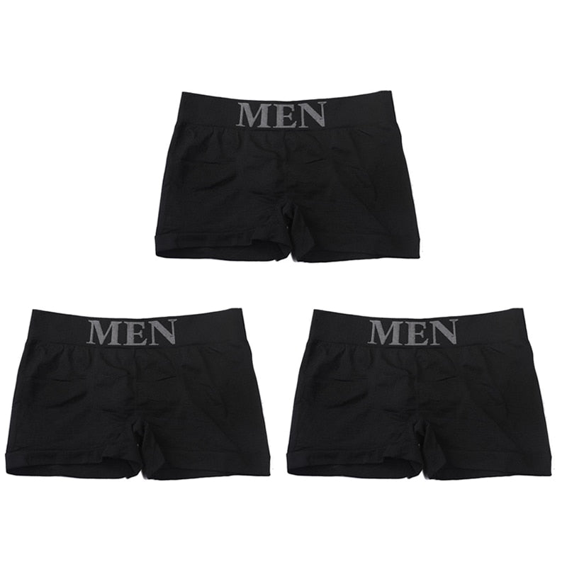 3Pcs/Lot Men&#39;s Panties Underwear Boxers Breathable Man Boxer Solid Underpants Comfortable Male Brand Shorts Black Blue Underwear