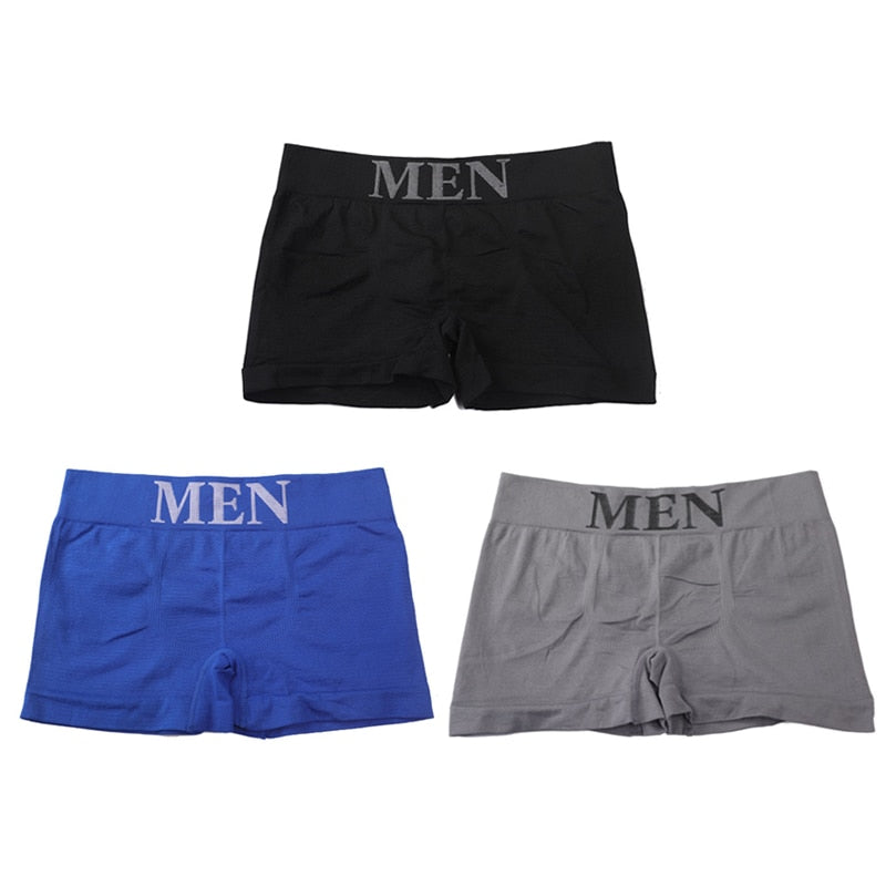 3Pcs/Lot Men&#39;s Panties Underwear Boxers Breathable Man Boxer Solid Underpants Comfortable Male Brand Shorts Black Blue Underwear