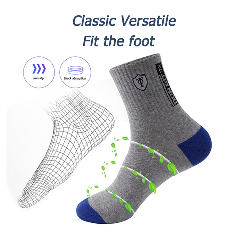 5 Pairs Apring And Fall Mens Sports Socks Summer Leisure Sweat Absorbent Comfortable Thin Breathable Basketball Meias EU 38-43