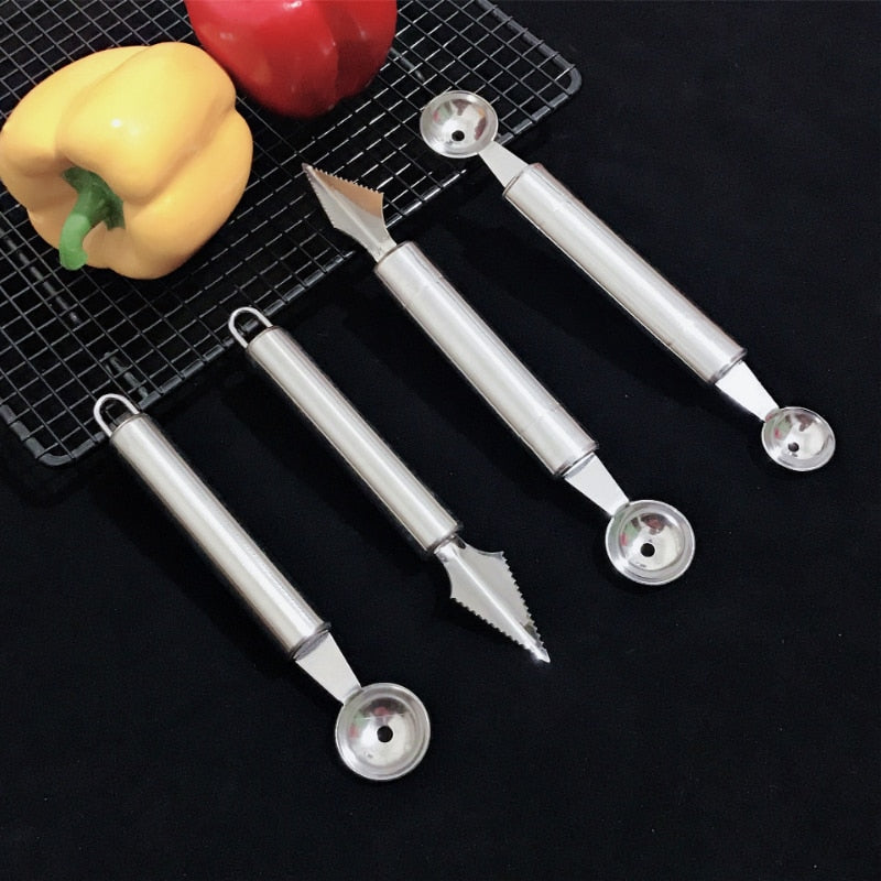 Stainless steel fruit carving shovel carving knife ice cream digger kitchen bar supplies carving tools for fruits and vegetables