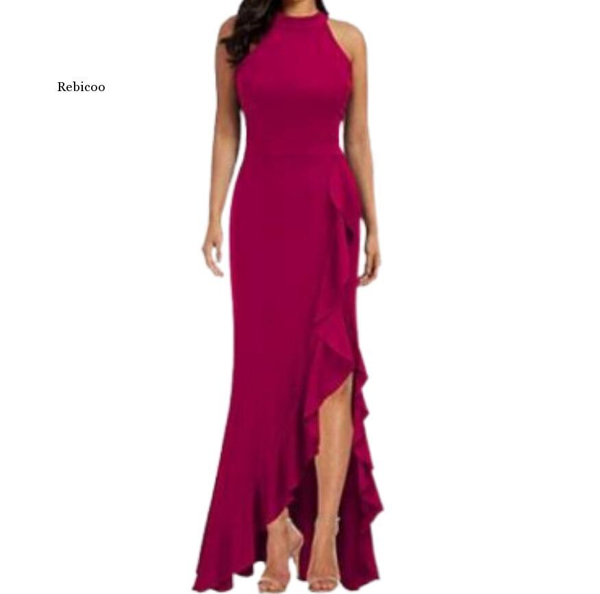 Elegant Long Party Dresses Woman Summer 2022 Ruffle Slit Gala Dress Prom Evening Weddings Guests Night Gown Graduation Red