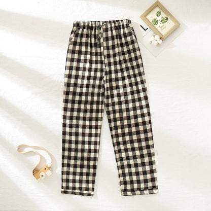 Plaid Design Warm Winter Sleeping Pants for Women's Cotton Flannel Long Trousers Homewear Lounge Wear Pajama Pants Pyjama Femme