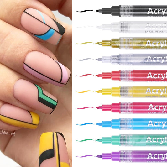 1Set Nail Art Drawing Pen Graffiti Nail Acrylic Pen Waterproof Painting Liner DIY 3D Abstract Line Nail Art Beauty Tool Manicure