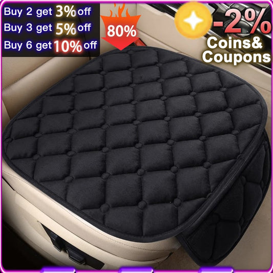 Car Seat Cover Front Rear Flocking Cloth Cushion Non Slip Winter Auto Protector Mat Pad Keep Warm Universal For Truck Suv