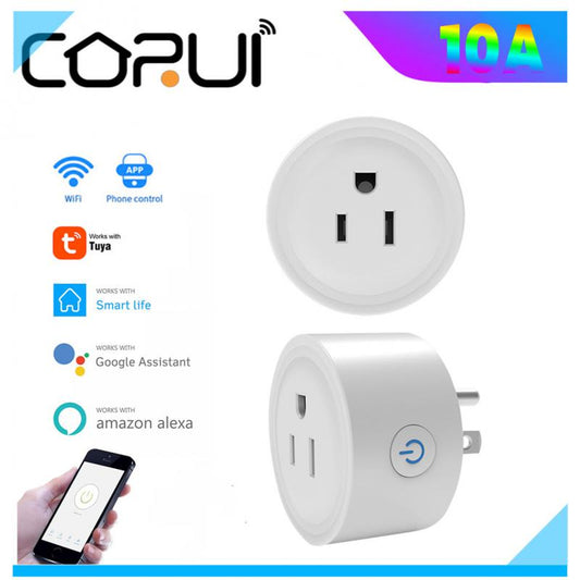 CORUI 10A US WiFi TUYA Smart Plug Socket Remote Control Home Appliances Smart Living Works With Alexa Google Home No Hub