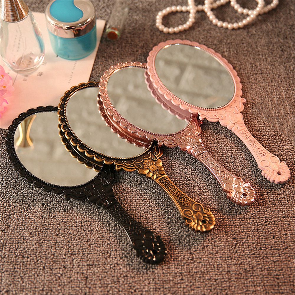 Retro Carved Makeup Mirror Portable Handheld Makeup Vanity Mirror Hand Mirror SPA Salon Compact Mirror Women Cosmetic Mirrors