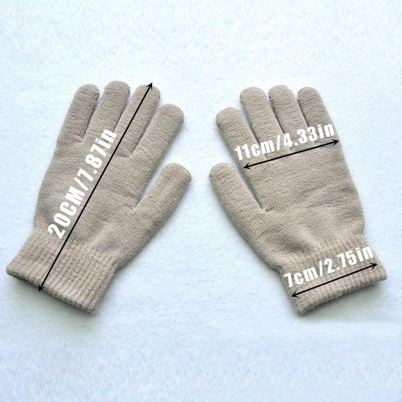 1Pair Knitted Woolen Couple Gloves Winter Solid Color Full Finger Mittens Hand Warmer Men Women Gloves Thicken Cycling Gloves