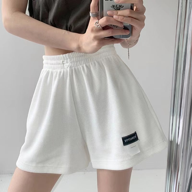 Women&#39;s Shorts 2023 Summer High Waisted Sports Shorts Loose Bottoms Female Casual Elastic Waist Hot Pants Solid Color Homewear