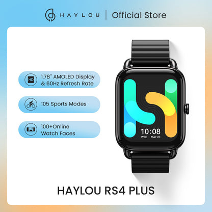 HAYLOU RS4 Plus Smartwatch 1.78&#39;&#39; AMOLED Display 105 Sports Modes 10-day Battery Life Smart Watch  for Men Smart Watch for Women