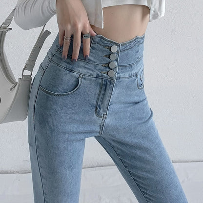 ZOENOVA  Skinny Pencil Jeans Four Buttons Vintage High Waist Women Slim Stretch Denim Pants Tight Trousers 2022 Women&#39;s Pants