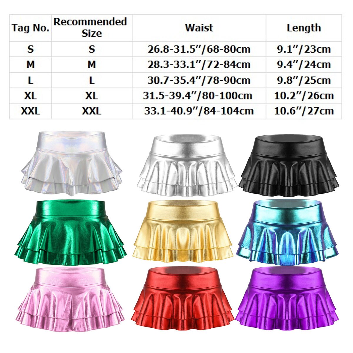 Metallic Shiny Pleated Skirts Womens High Waist Shiny Holographic Flared Rave Dance Bottoms Clubwear Mini Party Skater Skirt