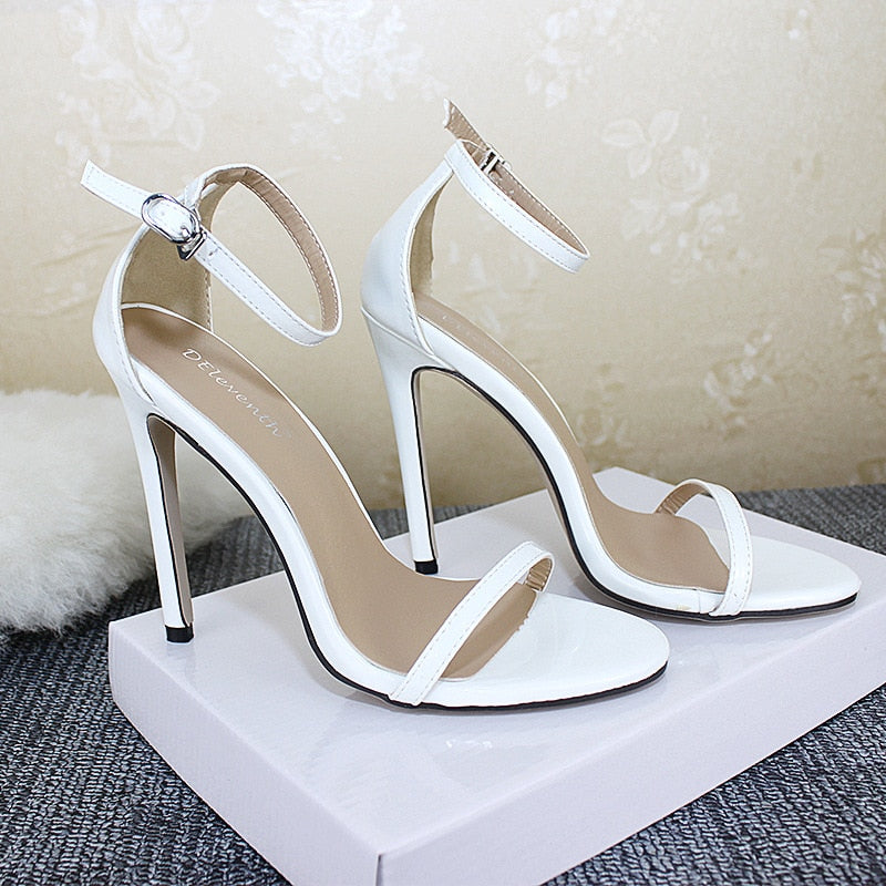 Women Sandal Shoes Dress Leather High Heels Woman High Heel Shoes Thin Heels Platform Sandals Womens Sandles Big SIZE 43