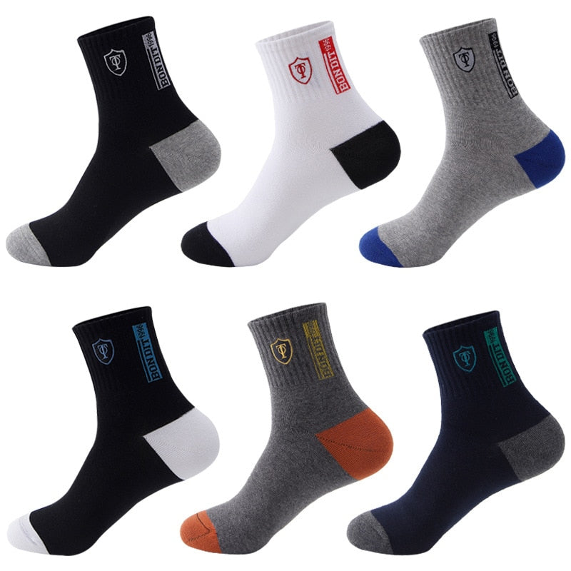 5 Pairs Apring And Fall Mens Sports Socks Summer Leisure Sweat Absorbent Comfortable Thin Breathable Basketball Meias EU 38-43