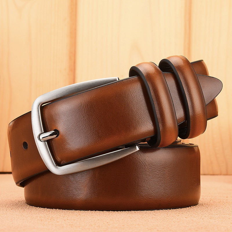 Belt Male Fashion Men&#39;s Luxury Designer Cowskin Belts For Jeans Genuine Leather Strap Pin Buckle Cummerbunds Ceinture Homme